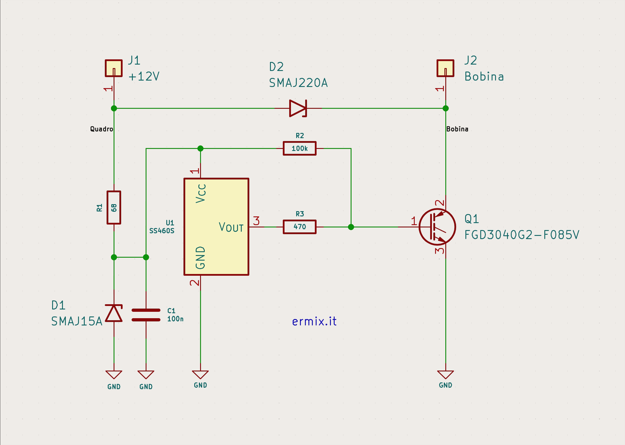 Schema accensione elettronic con sensore di hall e IGBT